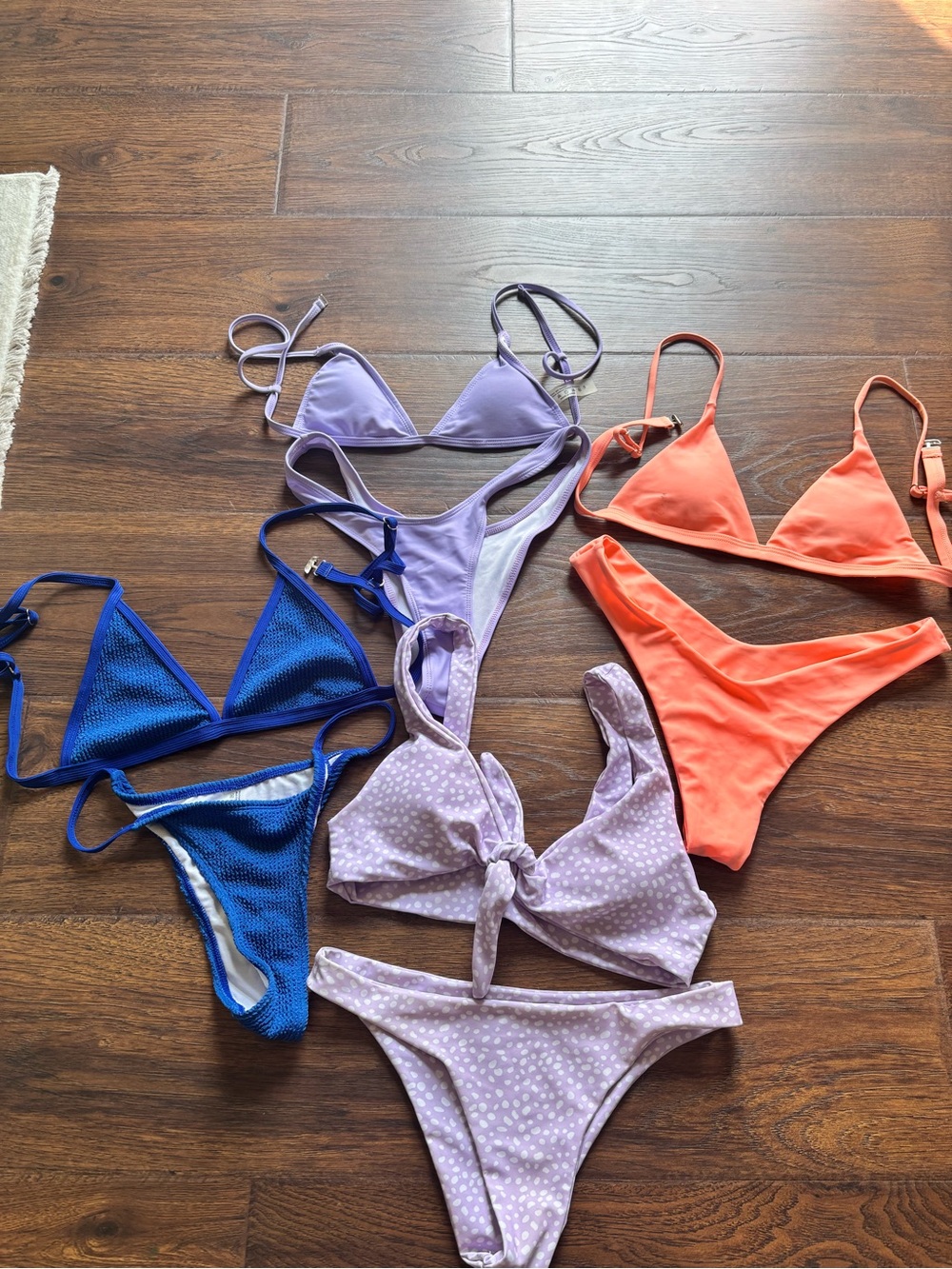 SHEIN Purple & Blue & Orange Triangle Bikini Mix (4)